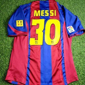 Messi Barcelona DEBUT SEASON 2004 2005 Home Soccer Jersey Shirt L SKU# 118861
